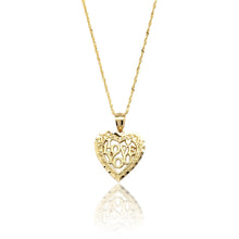 Load image into Gallery viewer, 18&quot; 10k Yellow Gold I Love You Romantic Heart Pendant Necklace
