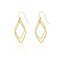 Load image into Gallery viewer, 14k Yellow Gold Designed Lozenge Diamond Shaped Drop Dangle Earring in Gift Box
