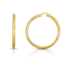 Load image into Gallery viewer, 10k Fine Yellow and White Gold Diamond Cut Hoop Earrings
