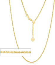 Load image into Gallery viewer, Floreo 14k Fine Gold 1.5mm Adjustable Sparke Criss Cross Chain Necklace, 22 Inch
