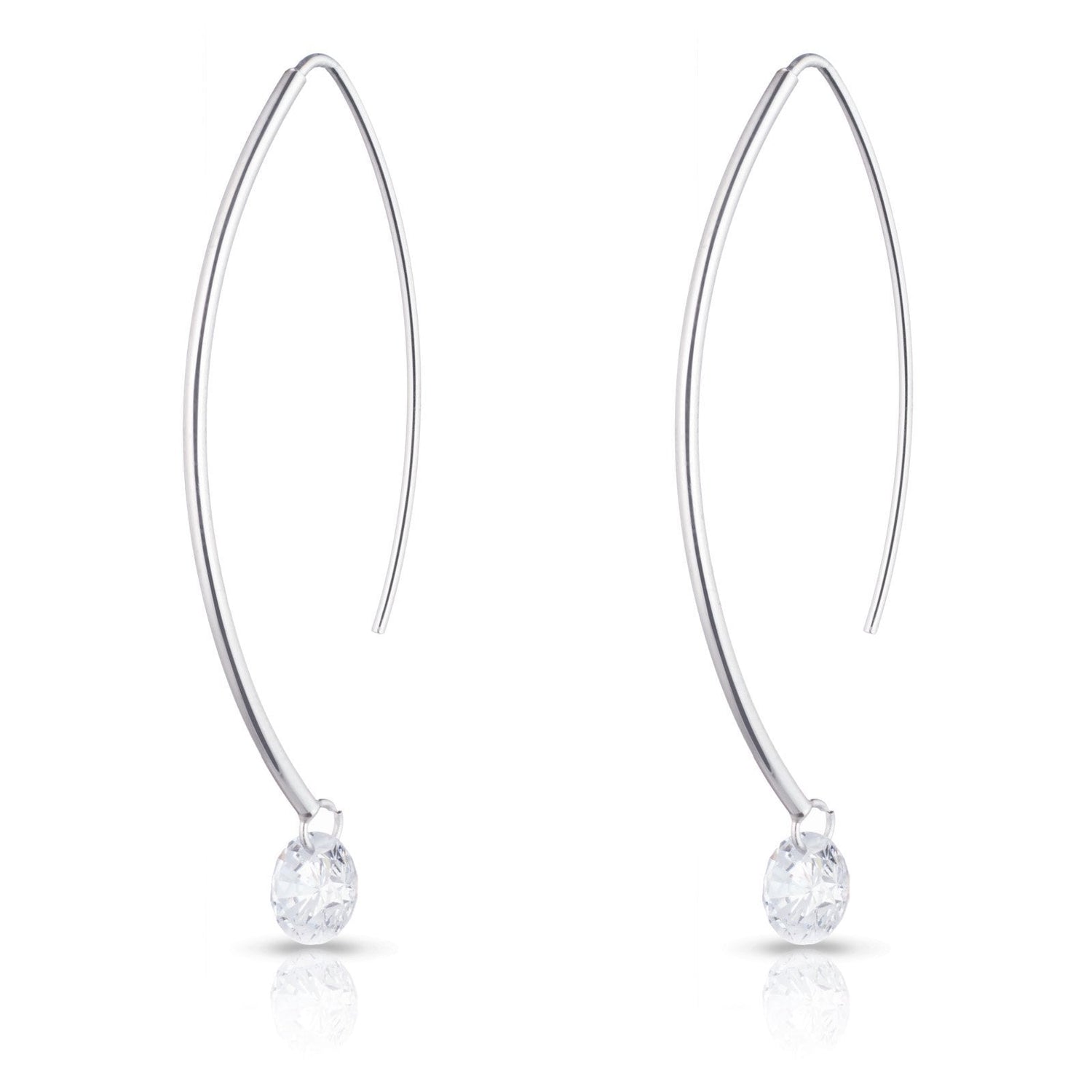 Sterling Silver Hanging Cubic Zirconia Earring