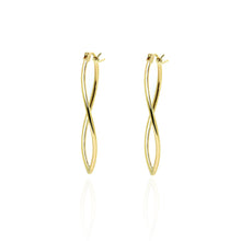 Load image into Gallery viewer, 14k Yellow Gold Wave Shaped Pointing Oval Hoop Earring in Gift Box for Women
