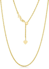 Load image into Gallery viewer, 14k Fine Gold 0.9mm Adjustable Link Cable Chain Necklace with Small Heart Charm
