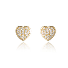 Load image into Gallery viewer, 10k Yellow Gold CZ Cubic Zirconia Heart Earring for women and girls
