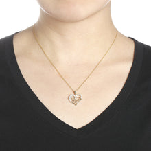 Load image into Gallery viewer, 10k Yellow Gold Heart CZ Cursive Love Pendant Necklace
