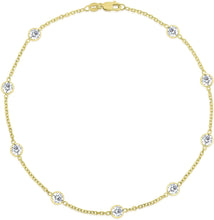 Load image into Gallery viewer, Floreo 14k Fine Gold Cubic Zirconia Cable Link Anklet, 10” (Yellow, White or Rose Gold)
