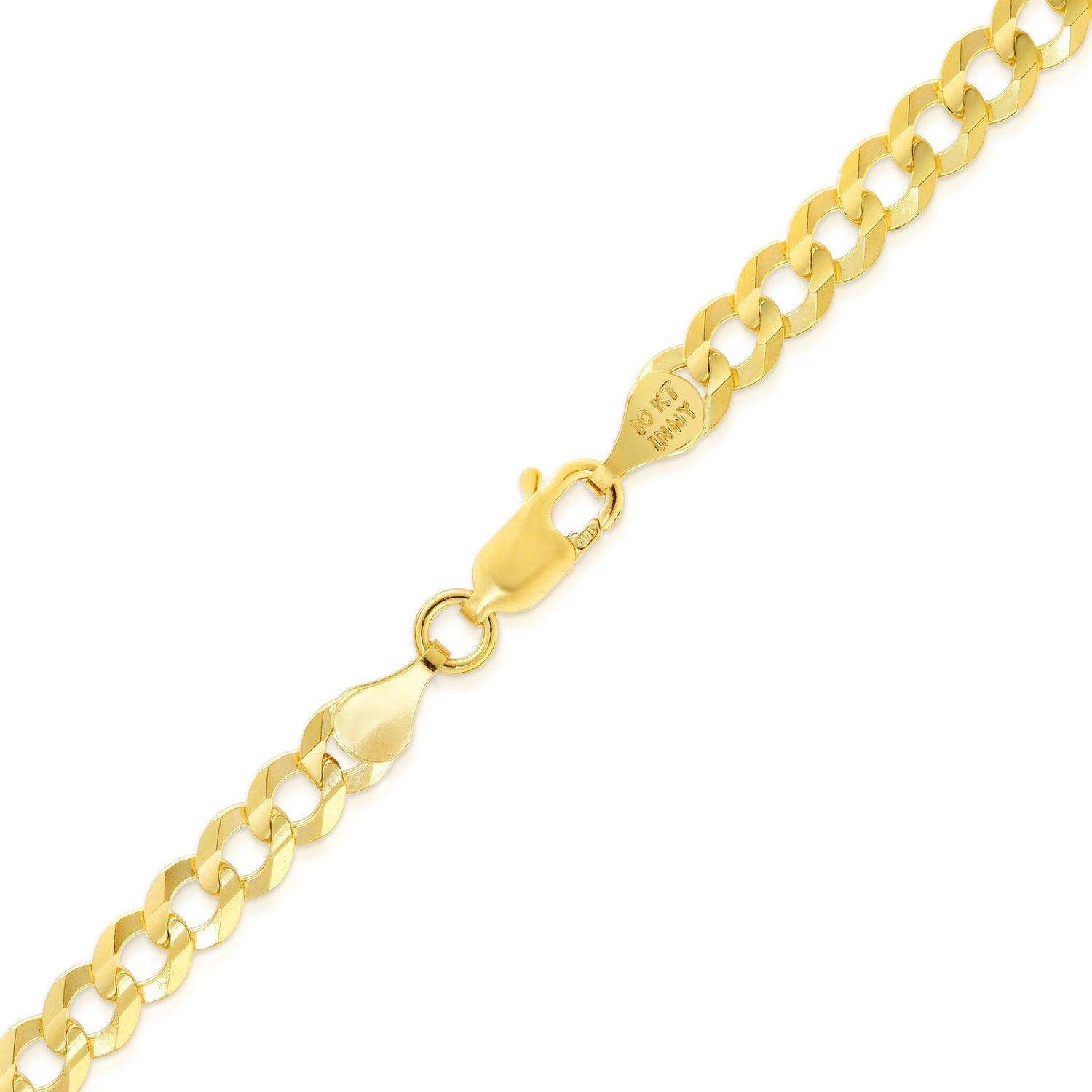 10k Yellow Gold Mens Thick Solid Curb Cuban Bracelet and Anklet, 0.3 Inch (7mm)