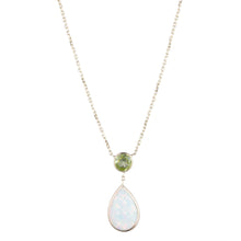 Load image into Gallery viewer, 14K Yellow Gold Created Opal Necklace with Color Stone on Rolo Chain
