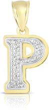 Load image into Gallery viewer, Floreo 10k Yellow and White Gold 3D Alphabet Initial A-Z Pendant
