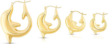 Load image into Gallery viewer, Floreo 10k Yellow Gold High Polished Dolphin Hoop Earrings
