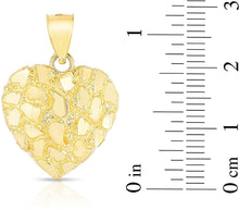 Load image into Gallery viewer, Floreo 10k Yellow Gold Nugget Heart Pendant with Optional Necklace
