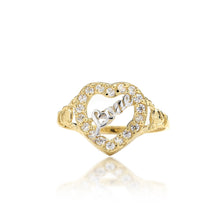 Load image into Gallery viewer, 10k Yellow Gold Romantic &quot;Love&quot; Heart Ring with Cubic Zirconia Stones for Women
