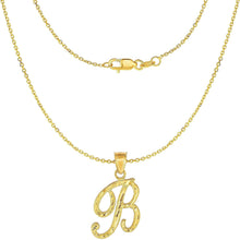 Load image into Gallery viewer, Floreo 10K Yellow Gold Charm Pendant Letter A-Z Personalized Alphabet Initial Name with optional 18 Inch Necklace

