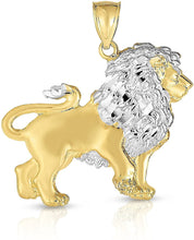 Load image into Gallery viewer, Mens Floreo 10k Two Tone Gold Full Body Lion Pendant Charm for Necklace
