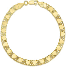 Load image into Gallery viewer, 10k Yellow Gold Double Link with Mirror Heart Charm Bracelet

