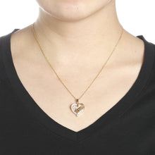 Load image into Gallery viewer, 10k Yellow Gold and Heart Shaped CZ Mom Pendant Necklace for Mothers
