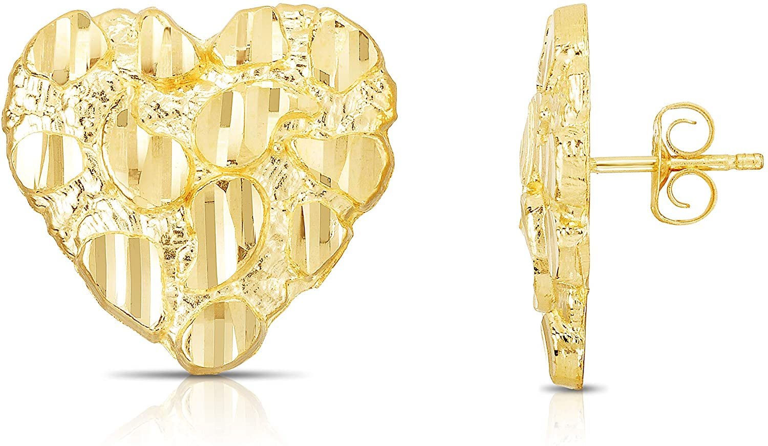 Floreo 10k Yellow Gold Heart Shape Shiny Nugget Earrings