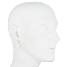 Load image into Gallery viewer, 14K Yellow Gold Created Opal Dangle Earring with Color Stone, Push back closure

