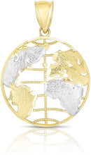 Load image into Gallery viewer, Floreo 10k Yellow Gold Two-Tone World Map Globe Pendant
