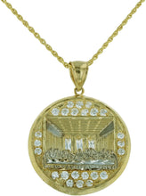 Load image into Gallery viewer, 10k Yellow and White Gold The Last Supper Pendant Necklace with CZ Gem Stones
