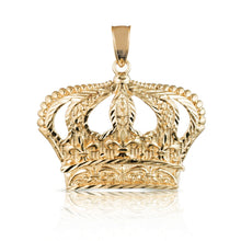 Load image into Gallery viewer, Open Big Crown Charm Pendant with Diamond Cut Design - 10k Yellow Gold
