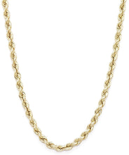 Load image into Gallery viewer, 10k Yellow Gold Hollow Rope Chain Necklace with Lobster Claw Clasp, 2mm

