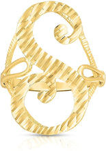 Load image into Gallery viewer, 10k Yellow Gold Extra Large Cursive A-Z Initial Ring, Sizes 4-11
