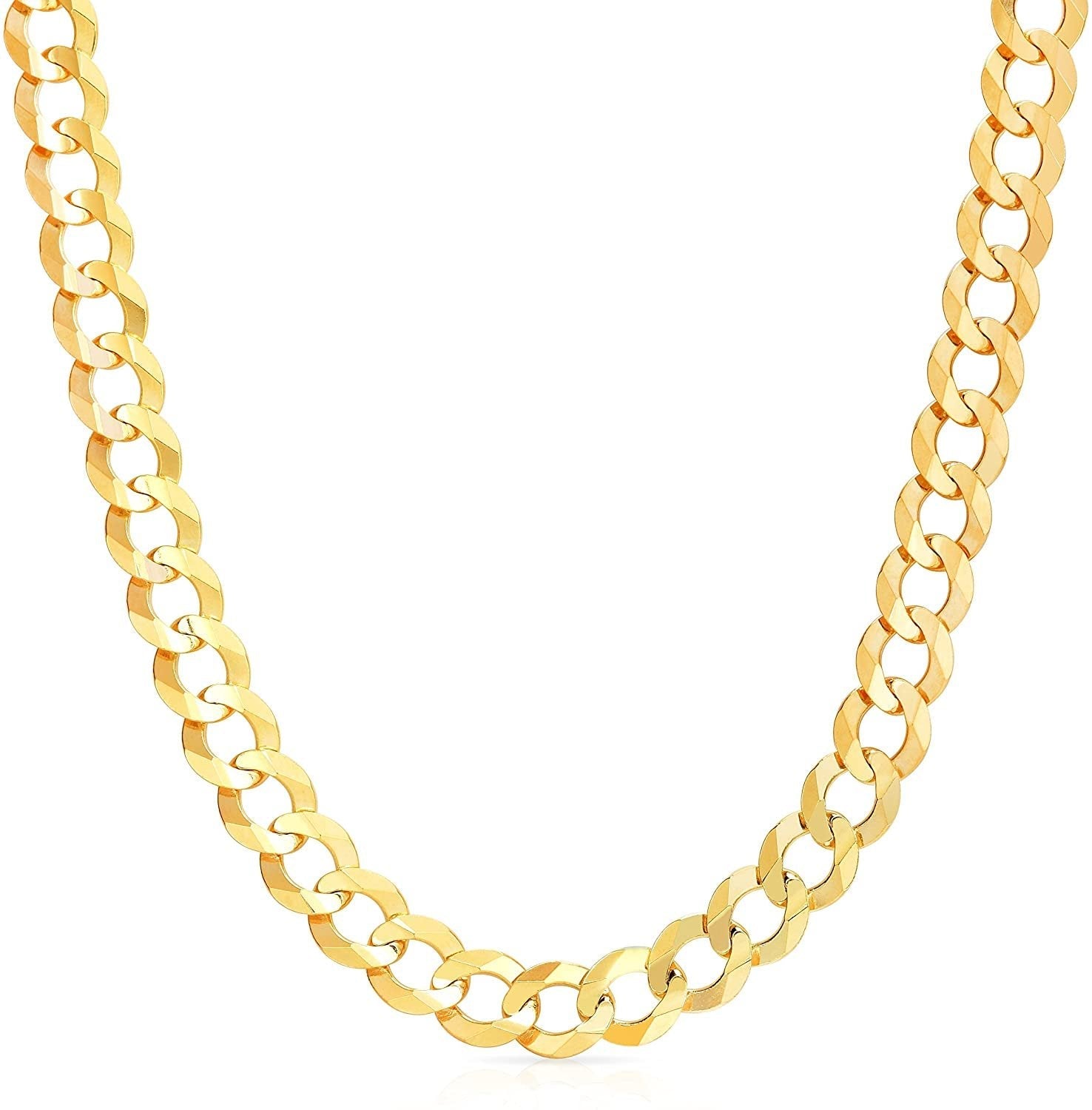 Floreo 10k Yellow Gold 11.5mm Solid Curb Cuban Link Chain Necklace