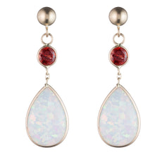 Load image into Gallery viewer, 14K Yellow Gold Created Opal Dangle Earring with Color Stone, Push back closure

