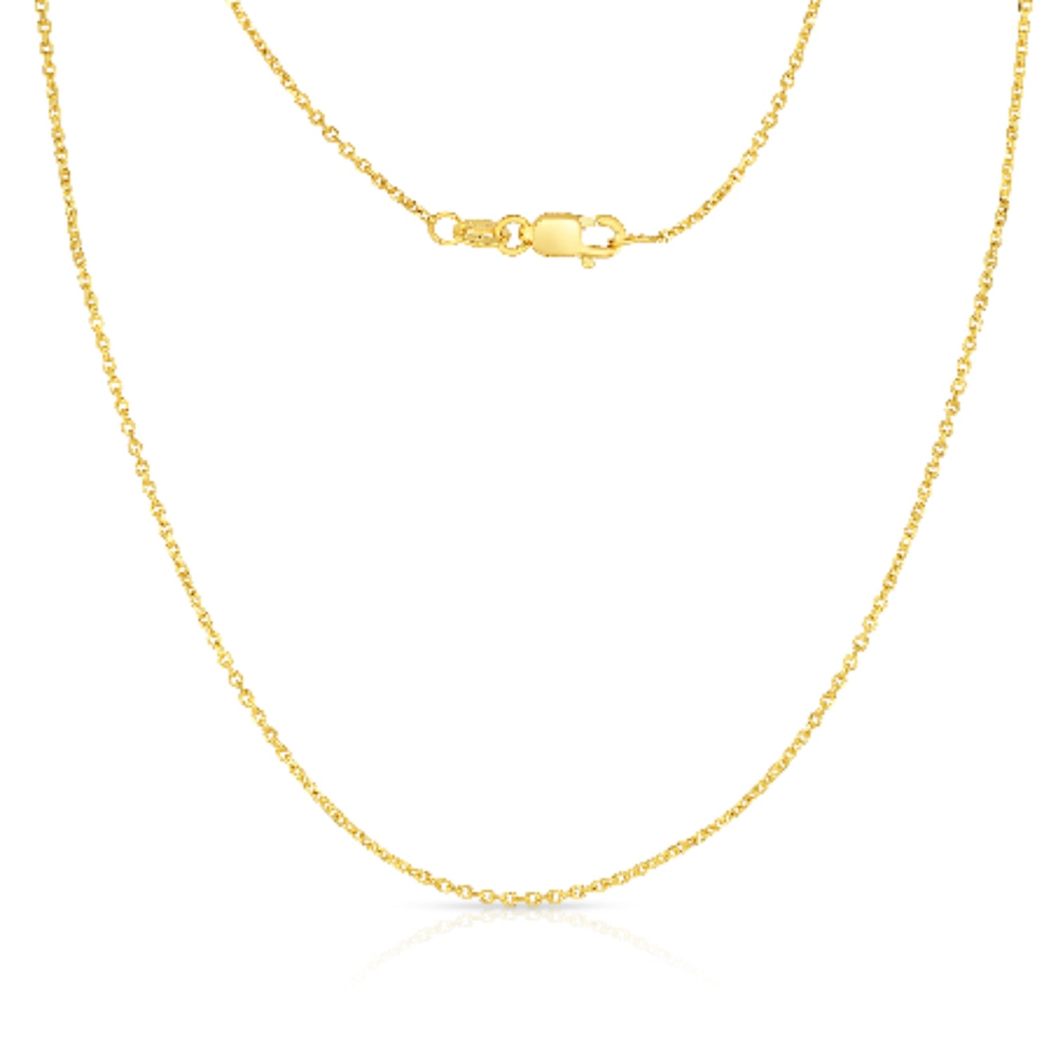 10K Fine Gold Cable Chain Necklace, 1.1mm