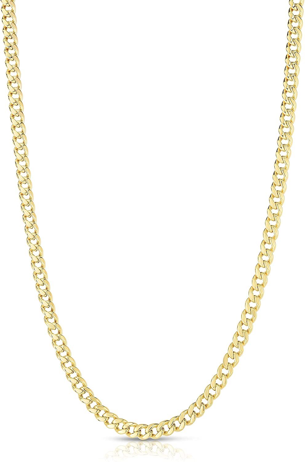 Floreo 10k Yellow Gold 3.8mm Semi Solid Miami Cuban Chain Necklace
