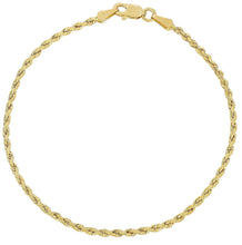 Load image into Gallery viewer, 10k Yellow Gold Hollow Rope Chain Bracelet and Anklet for Men &amp; Women, 2.5mm
