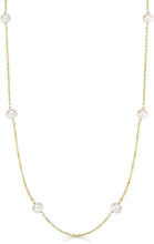Load image into Gallery viewer, 14k Yellow Gold Cultured Pearl Station Chain Necklace
