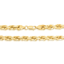 Load image into Gallery viewer, 10k Yellow Gold 8mm Solid Diamond Cut Rope Chain Necklace
